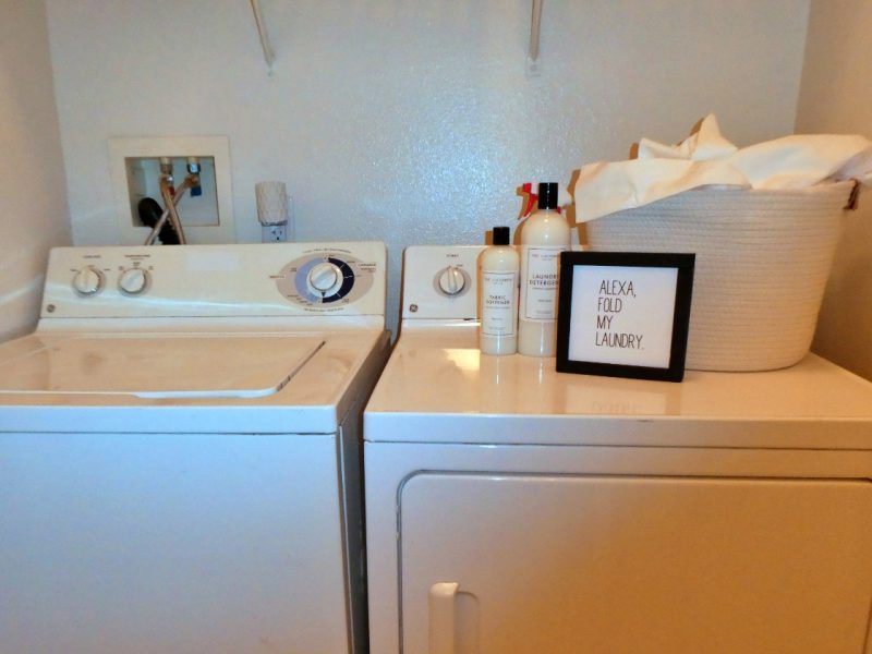This image shows the Premium Apartment Feature, especially the full-size washer and dryer that was ideal for accessible and comfy appliances.