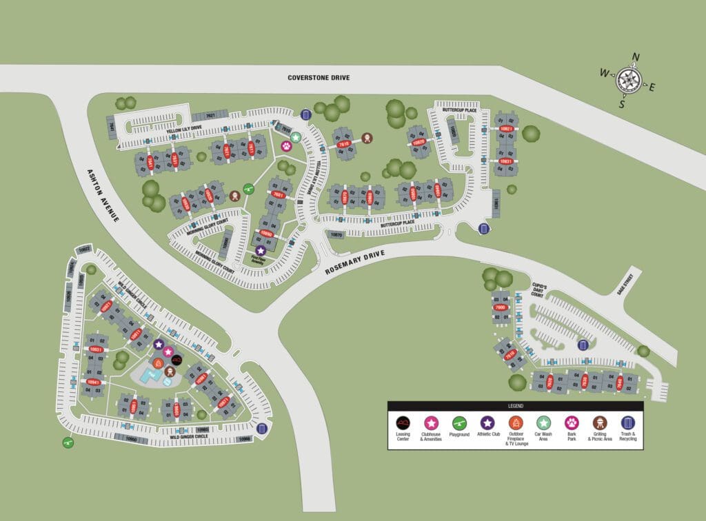 TGM Ridge Apartments Map. This picture shows the details of the community including roads and access ways. plus the buildings.